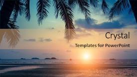  Presentation with sea and beach - Audience pleasing presentation theme consisting of tropical sea beach during amazing backdrop and a coral colored foreground