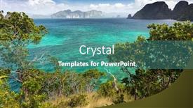  Presentation with tropical - Colorful presentation design enhanced with tropical-sea-landscape-view backdrop and a teal colored foreground