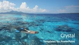  Presentation with woman in sea - Theme having tropical sea over coral reef background and a  colored foreground