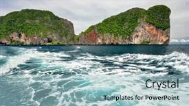  Presentation with moving sea - PPT layouts featuring tropical sea view from moving background and a  colored foreground