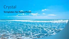  Presentation with blue waves - Cool new theme with tropical-sea-waves-surf-coming backdrop and a light gray colored foreground