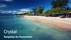  Presentation with sea water - Presentation theme consisting of green trees gili trawangan background and a ocean colored foreground