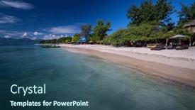  Presentation with sea water - Colorful PPT theme enhanced with green trees gili trawangan backdrop and a ocean colored foreground