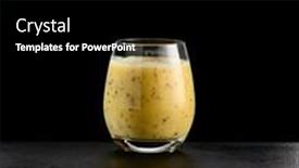  Presentation with fruit banana - PPT theme consisting of tropical-smoothies-on-black-stone background and a black colored foreground