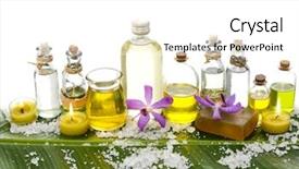  Presentation with banana stem tree and leaf - Cool new PPT theme with tropical spa setting on banana backdrop and a white colored foreground