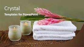  Presentation with candle - Beautiful PPT theme featuring tropical-spa-with-flower backdrop and a violet colored foreground