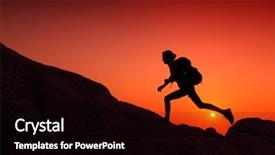 Presentation with rocky - Cool new presentation design with tropical sunset cross silhouette - hiker with backpack crossing rocky backdrop and a black colored foreground