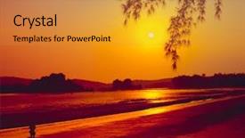  Presentation with krabi - Colorful presentation theme enhanced with tropical sunset on the beach ao-nang krabi thailand backdrop and a gold colored foreground
