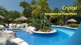  Presentation with pool side - PPT theme having tropical swimming pool side background and a tawny brown colored foreground
