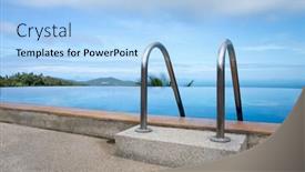  Presentation with coconut tree - Amazing slide deck having tropical swimming pool with coconut tree backdrop and a light blue colored foreground