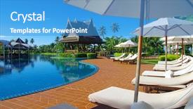  Presentation with coconut tree - PPT theme consisting of tropical-swimming-pool-with-coconut background and a teal colored foreground