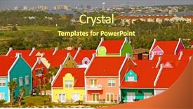  Presentation with coastal - Theme having timshare - aerial of tropical townhomes background and a tawny brown colored foreground