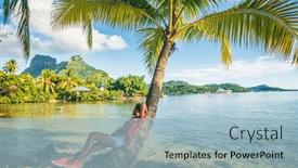  Presentation with polynesia - Amazing slide set having tropical-travel-nature-background-tourist backdrop and a light blue colored foreground