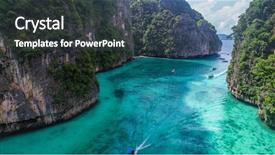  Presentation with drone - Colorful slide set enhanced with tropical turquoise water pileh lagoon backdrop and a ocean colored foreground