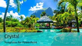  Presentation with mexican vacations - Audience pleasing presentation consisting of tropical vacations - relaxing pool bar backdrop and a teal colored foreground