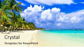  Presentation with tropical - Slides featuring tropical vacations splendid white sandy background and a soft green colored foreground