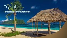  Presentation with samoa - Amazing theme having tropical vibrant natural beach on samoa island with palm tree and fale upolu backdrop and a navy blue colored foreground