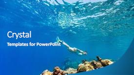  Presentation with water woman swimming underwater - Colorful presentation enhanced with tropical water at coral reef backdrop and a  colored foreground