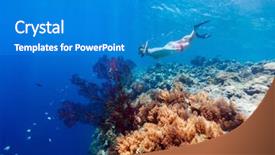  Presentation with water woman swimming underwater - Audience pleasing PPT theme consisting of tropical water at coral reef backdrop and a teal colored foreground