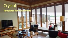  Presentation with island resort - Slide deck enhanced with woman standing church religion concept background and a gray colored foreground