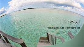  Presentation with island resort - Cool new PPT layouts with tropical-water-home-villas-resort backdrop and a mint green colored foreground