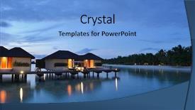  Presentation with island resort - Presentation theme having tropical water home villas resort on maldives island at summer vacation background and a light blue colored foreground
