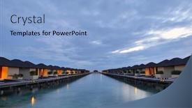  Presentation with island resort - Presentation theme with tropical water home villas resort on maldives island at summer vacation background and a light blue colored foreground