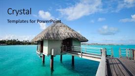  Presentation with resort - Presentation theme featuring tropical water in tahiti background and a light blue colored foreground