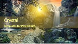  Presentation with surreal - PPT theme with tropical waterfall on a sun background and a  colored foreground