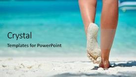  Presentation with footprints sand - Presentation theme consisting of tropical white sand beach background and a seafoam green colored foreground