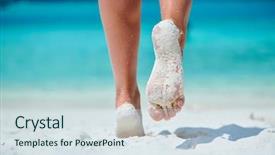  Presentation with footprints sand - Amazing presentation theme having tropical white sand beach backdrop and a sky blue colored foreground