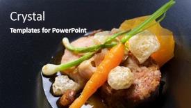  Presentation with vegetables - Colorful presentation design enhanced with trotters-lamb-with-vegetables backdrop and a wine colored foreground