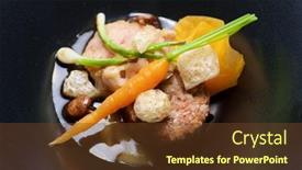  Presentation with vegetables - Presentation design with trotters-lamb-with-vegetables background and a tawny brown colored foreground