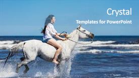  Presentation with horse riding - Cool new PPT theme with trotting - young girl riding backdrop and a light blue colored foreground