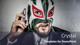  Presentation with mexican - Presentation theme enhanced with trouble angry businessman with mask of mexican fighter dressed in suit and tie background and a tawny brown colored foreground