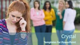  Presentation with student - Amazing PPT theme having trouble school - female student being bullied backdrop and a ocean colored foreground
