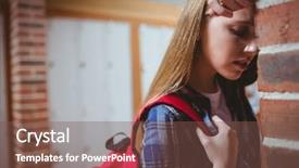  Presentation with student - Slide set enhanced with trouble school - worried student leaning background and a tawny brown colored foreground