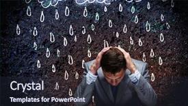  Presentation with head - Beautiful slides featuring troubled thoughtful businessman with hands on head backdrop and a wine colored foreground