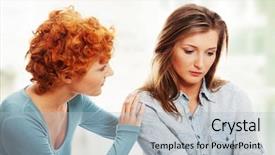  Presentation with farewell girl - Amazing slide deck having troubled young girl comforted backdrop and a light blue colored foreground