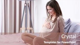  Presentation with pregnant woman - Slide set having trousers - beautiful pregnant woman sitting background and a coral colored foreground