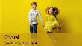  Presentation with children - Presentation theme with trousers - children's fashion beautiful boy background and a gold colored foreground