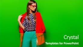  Presentation with green fashion - PPT layouts enhanced with trousers - fashion shot beautiful sexy woman background and a black colored foreground