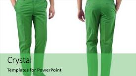  Presentation with trousers - Slide set with trousers on the model isolated background and a seafoam green colored foreground