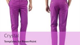  Presentation with trousers - Audience pleasing theme consisting of trousers-on-the-model-isolated backdrop and a lilac colored foreground