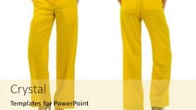  Presentation with trousers - Theme with trousers-on-the-model-isolated background and a yellow colored foreground
