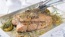  Presentation with trout - Beautiful PPT theme featuring trout farm - salmon filet in a silver backdrop and a coral colored foreground