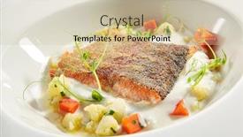  Presentation with fresh meat - Slide deck featuring trout-fillet-in-cream-sauce background and a soft green colored foreground