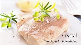  Presentation with trout - Beautiful slides featuring nature fish - trout fillet with fresh herbs backdrop and a lemonade colored foreground