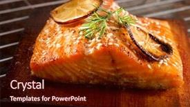  Presentation with cedar - Beautiful presentation design featuring salmon grilled on cedar plank backdrop and a wine colored foreground