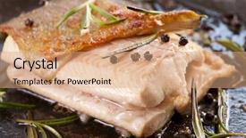  Presentation with trout - Colorful slides enhanced with sea products - trout fried in the iron backdrop and a coral colored foreground